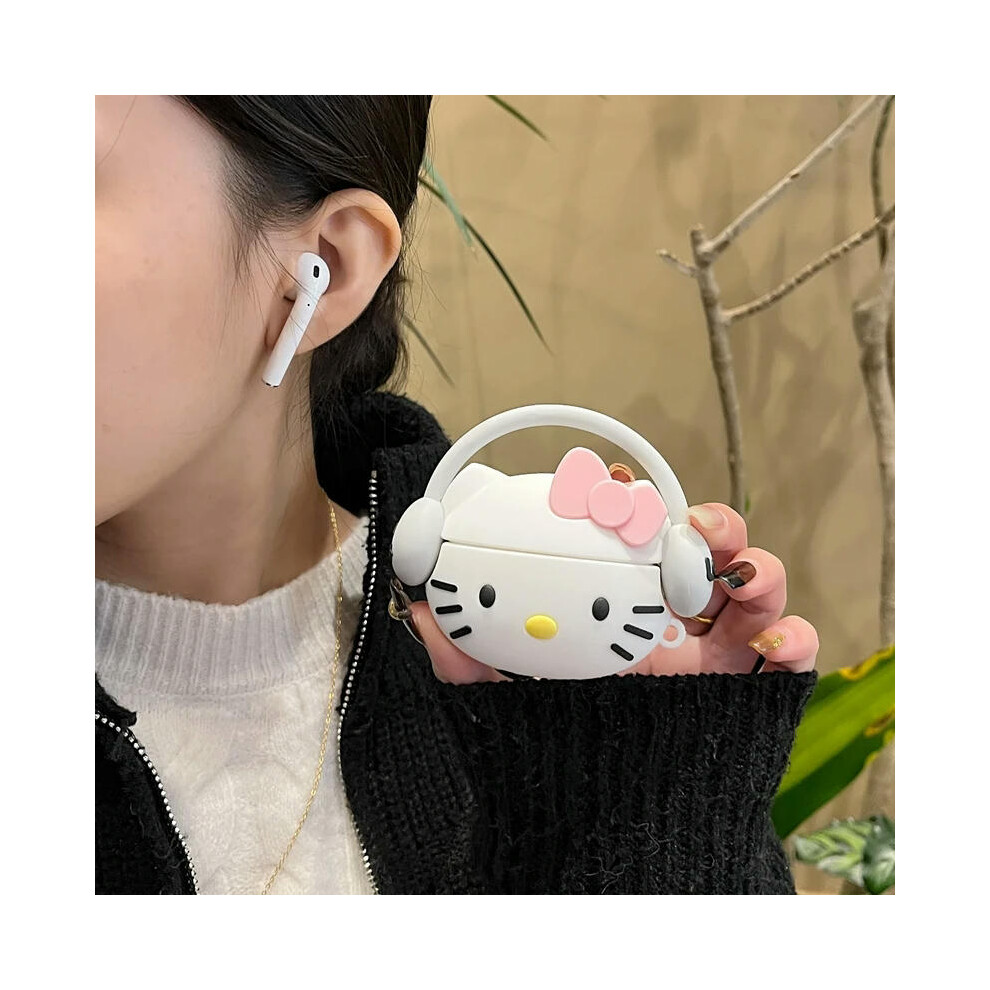 (A, For Airpods Pro Pro2) 3D Sanrio Hello Kitty Stereoscopic Earphone Case For Airpods 1 2 3 Pro Wireless Bluetooth Headset Protective Soft Silicone C