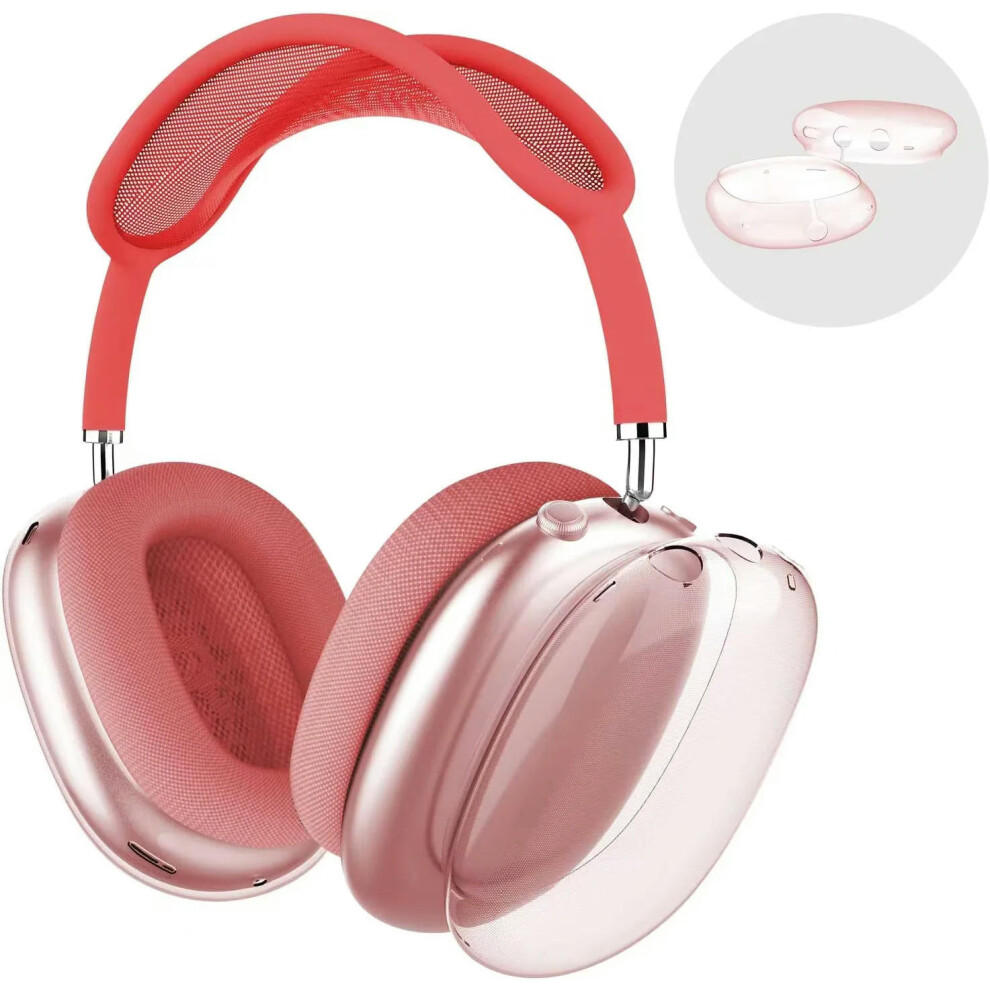 (Transparent Pink) Transparenct Case For Airpods Max Case Headworn Bluetooth Earphone Protective Cases For Airpods Max  Soft Cover  Funda