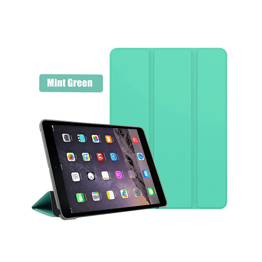 (Mint Green, iPad Mini 1 2 3) Smart Cover For iPad Mini4 5 6 7.9inch Ultra Slim PU Leather Case + PC transparent back case for Apple ipad mini 6 5 4 3