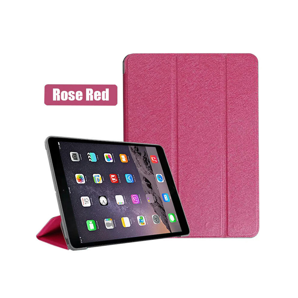 (Silk Rose Red, iPad Mini 1 2 3) Smart Cover For iPad Mini4 5 6 7.9inch Ultra Slim PU Leather Case + PC transparent back case for Apple ipad mini 6 5