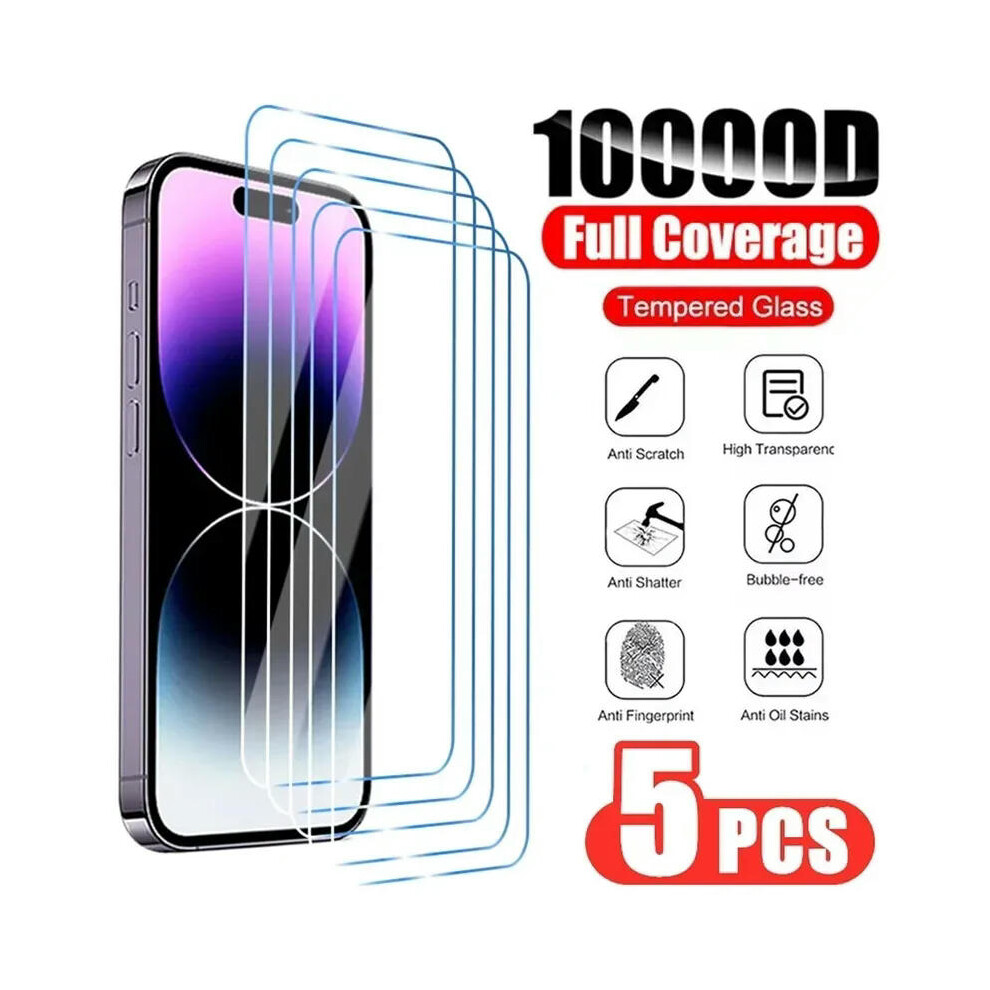 (For iPhone 13 PRO) 5Pcs Tempered Glass for IPhone 15 14 13 12 11 Pro Max Screen Protector for 12 Mini 13 14 15 Plus SE X XS XR