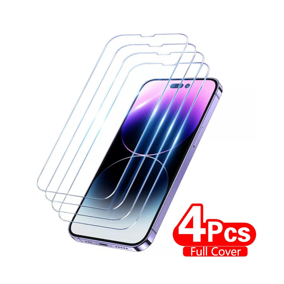 (For iPhone 7, 4 pieces) 4PCS Full Cover Tempered Glass For iPhone 11 12 13 14 15 Pro Max Screen Protector For iPhone X XR XS Max 7 8 6 Plus Glass Fil