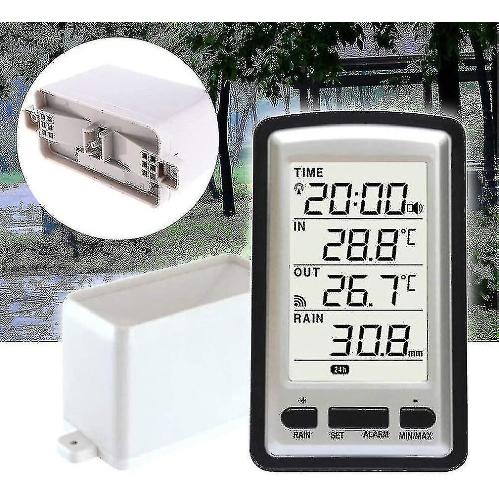 Electronic Rain Gauge, Wireless Portable High Accuracy Radio Controlled Digital Rain Gauge Rain Gauge Measuring Tool Thermometer Humidity Me