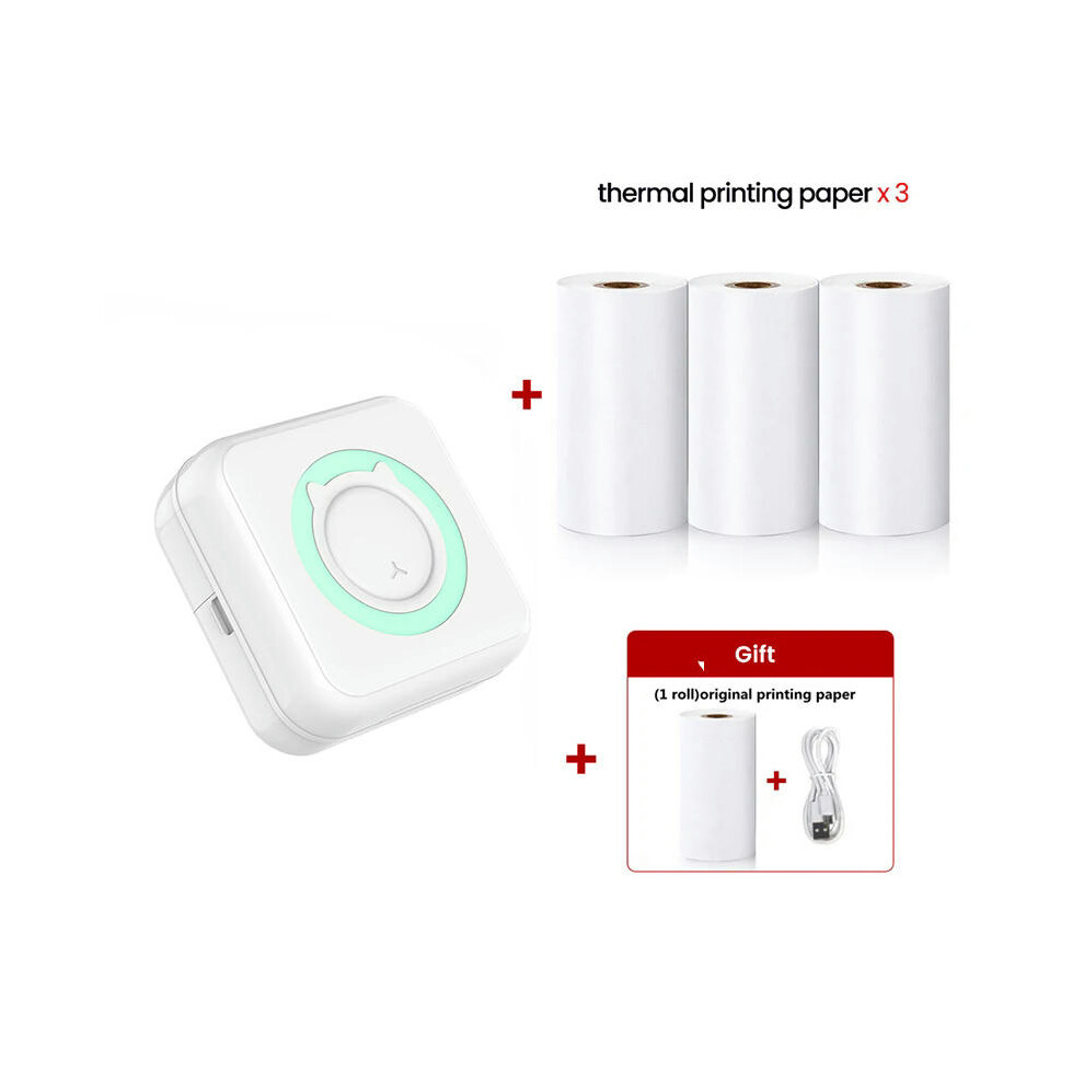 (A 3pcs Thermal Paper) Mini Printer Portable Pocket Label Thermal Adhesive Sticker Printer Wirelessly Bluetooth Inkless self-adhesive Paper Photo Prin