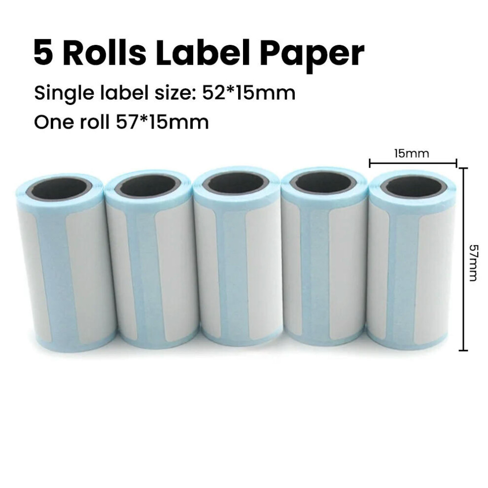 (5Rolls Label Paper) Mini Printer Portable Pocket Label Thermal Adhesive Sticker Printer Wirelessly Bluetooth Inkless self-adhesive Paper Photo Print