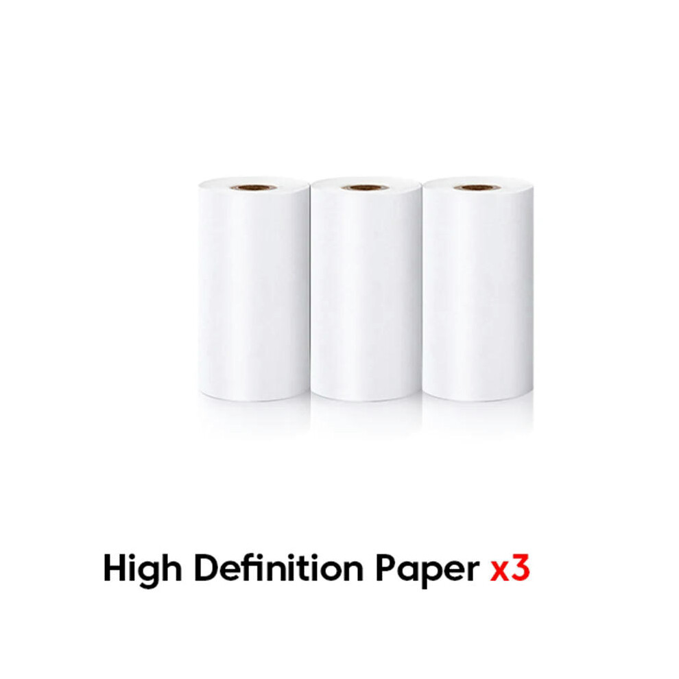 (3 Rolls HD Paper) Mini Printer Portable Pocket Label Thermal Adhesive Sticker Printer Wirelessly Bluetooth Inkless self-adhesive Paper Photo Print