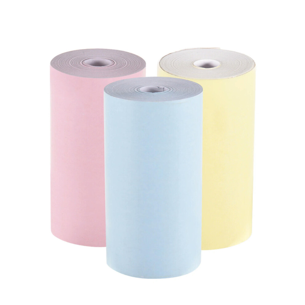 (Colored paper) Mini Portable Printer Thermal Printing Sticker Wireless Inkless Mini Pocket Printer Self-adhesive Label Printer Photo Printer