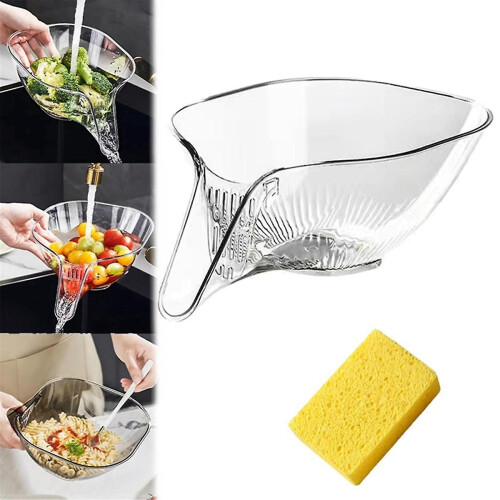 Multi-functional Drain Basket, Drainage Basket Funnel, Kitchen Plastic Drainer Food Basket, Plastic White