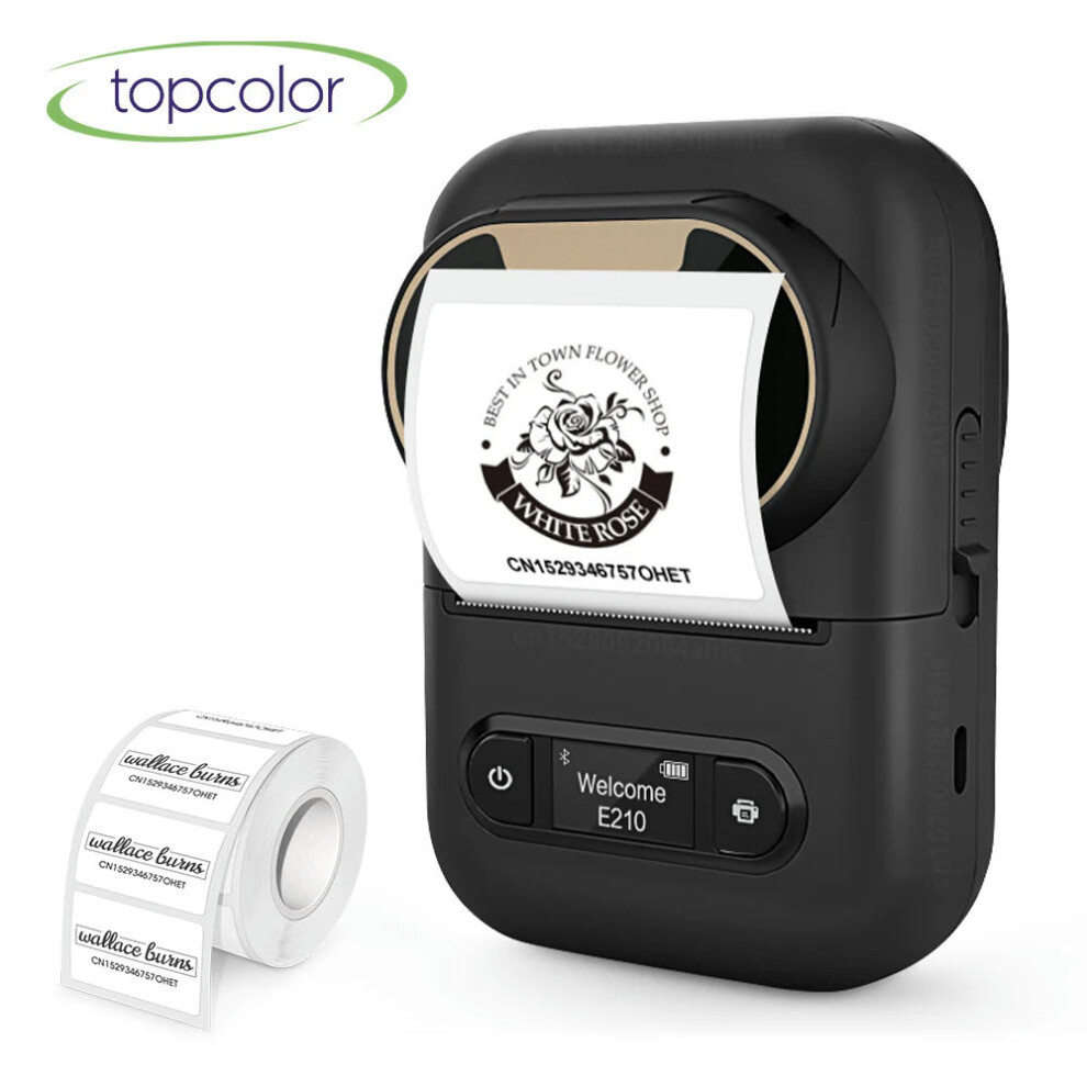 (Black Printer) Portable Mini Printer E210 Thermal Adhesive Label Printer without Ink Bluetooth Sticker Printer Barcode Price Tag Label Maker