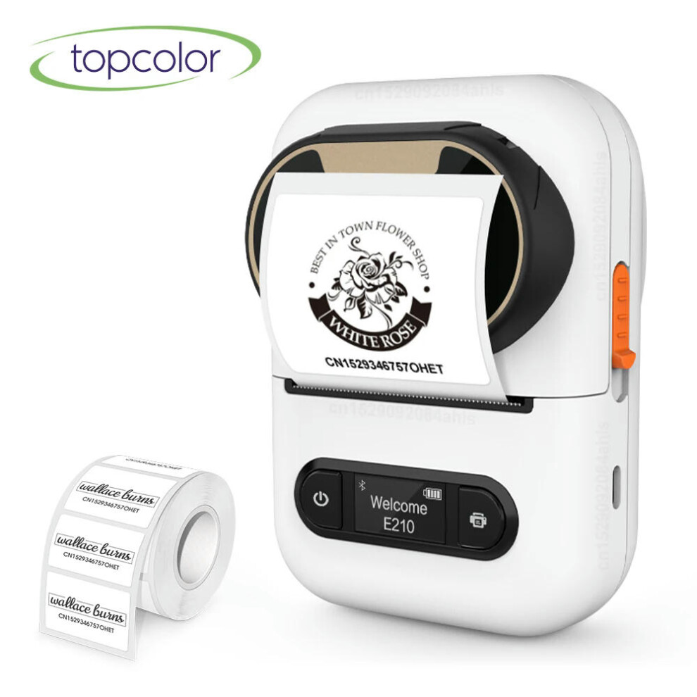 (White Printer) Portable Mini Printer E210 Thermal Adhesive Label Printer without Ink Bluetooth Sticker Printer Barcode Price Tag Label Maker