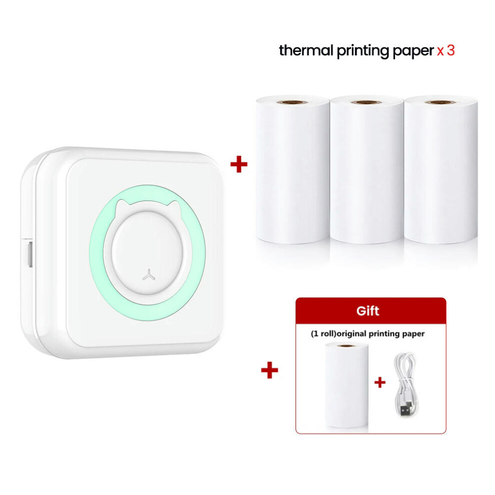 (AG 3 Rolls Thermal) Mini Printer Thermal Printer Inkless Bluetooth Wireless Portable Pocket Self-adhesive Label Printer for Sticker Lable Maker