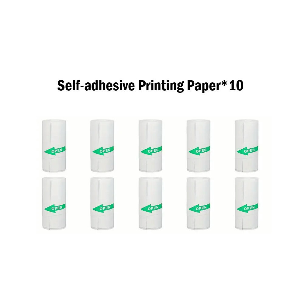 (10pcs Self-adhesive) Thermal Printing Paper 10 Rolls White Self-adhesive 57mm Label Sticker Photo for Wireless Photo Inkless Mini Printer Paper Kids