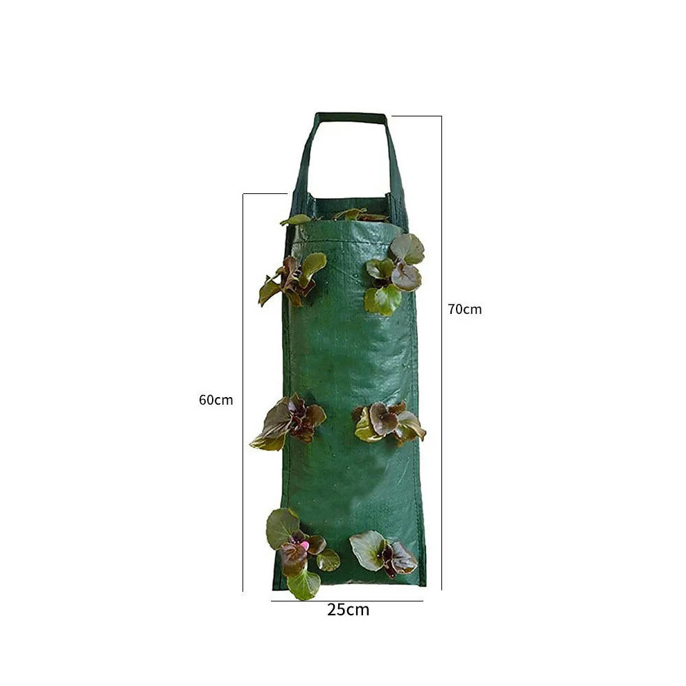 (army green) New Fabric Flower Bag Strawberry Growing Bag Plant Pot Wall Hanging Planter Vertical Vegetables Potatoes Greenhouse Garden Tools