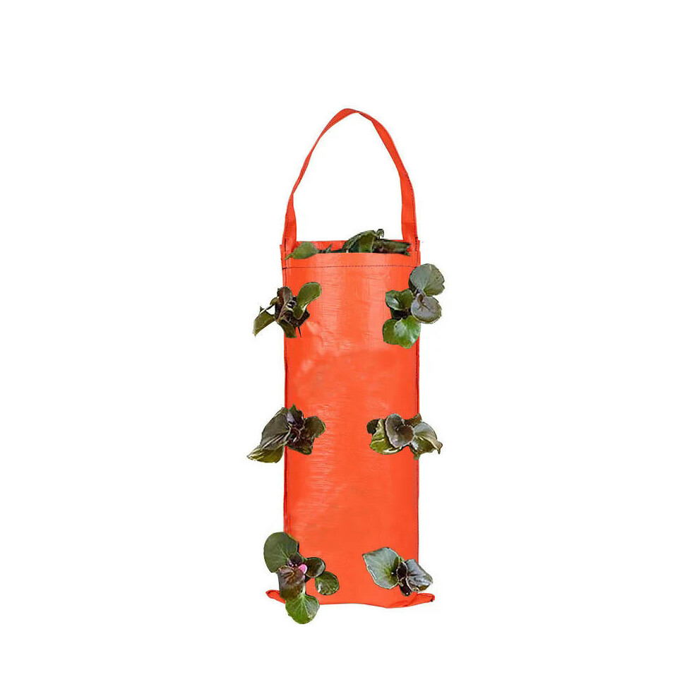 (orange) New Fabric Flower Bag Strawberry Growing Bag Plant Pot Wall Hanging Planter Vertical Vegetables Potatoes Greenhouse Garden Tools