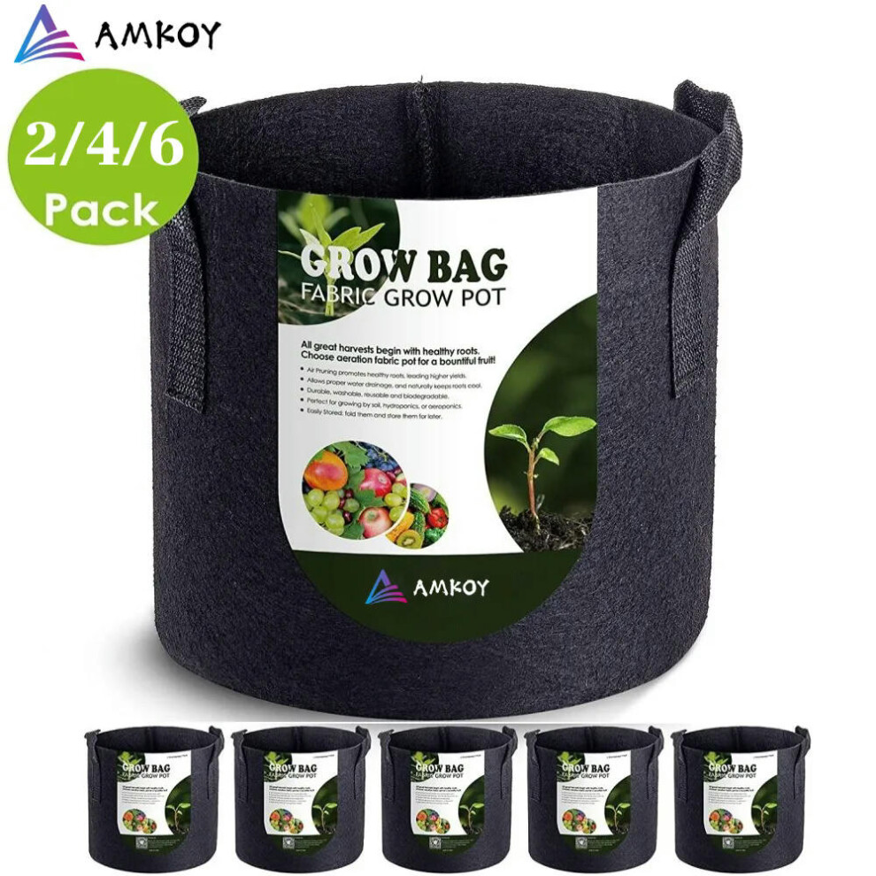 (3Gallon (25cmx20cm), 4pcs) AMKOY 1-10 Gallon Fabric Garden Potato Grow Container Bag Plant Seed Growing Bag Flower Pots Vegetable Planter Tool with H