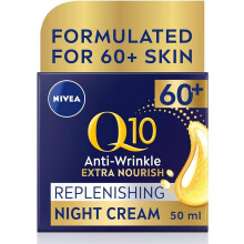 NIVEA Q10 Power 60 Skin Anti Wrinkle Replenishing Night Cream 50 ml Night Time Moisturiser for Women with Coenzyme Q10 Night Face Cream