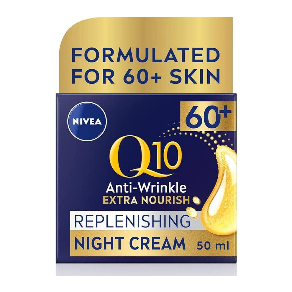 NIVEA Q10 Power 60 Skin Anti Wrinkle  Replenishing Night Cream 50 ml Night Time Moisturiser for Women with Coenzyme Q10 Night Face Cream