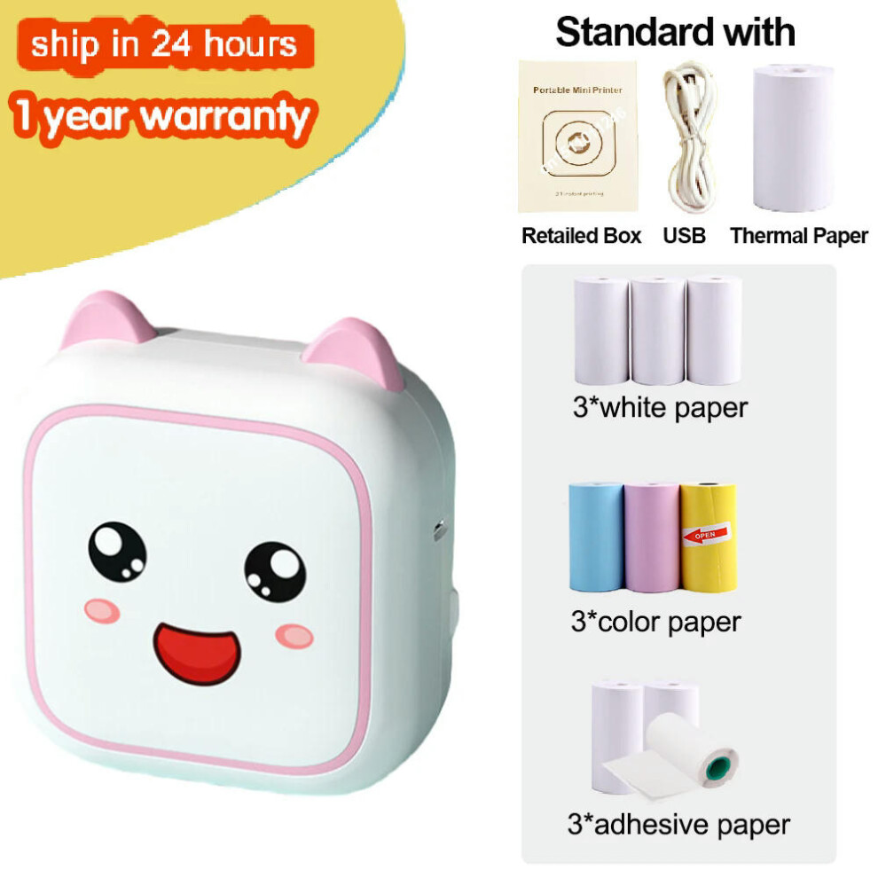 (add 9 papers) Mini Portable Thermal Printer Paper Photo Pocket Thermal Printer Printing Wireless BT Connect Printers 200dpi Photo Lable