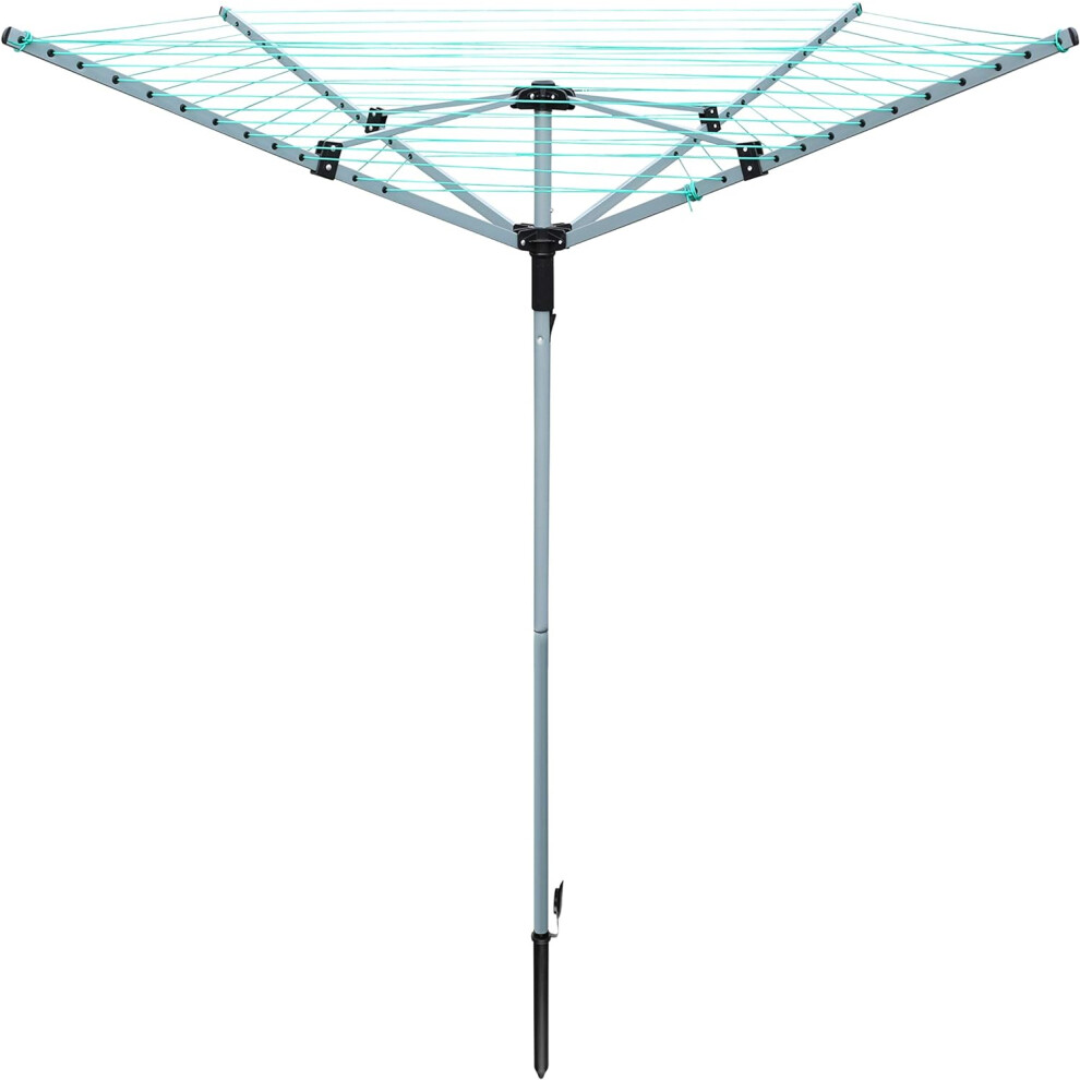 Rotary Clothing Airer - Folding Washing Line - Outdoor Clothes Drying Rack - Washing Line & Ground Spike - 360 Degree Rotary Top