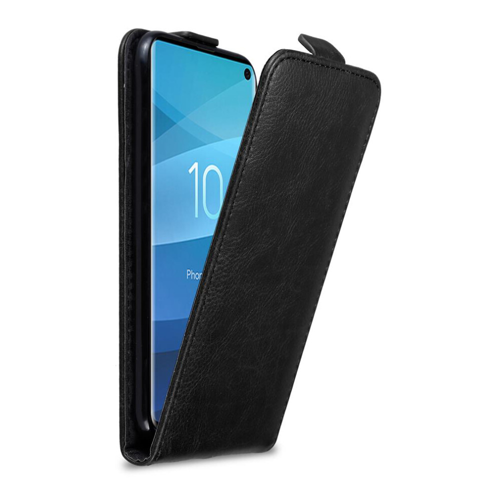 (NIGHT BLACK) Cadorabo Flip Case for Samsung Galaxy S10 4G Cover Book Wallet Protection PU Leather Magnetic Etui