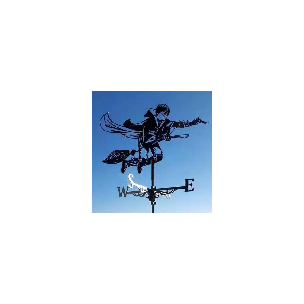 (Harry Potter weather vane) Black Metal Weather Vane Wind Indicator Weathercock Garden Shed House Decoration