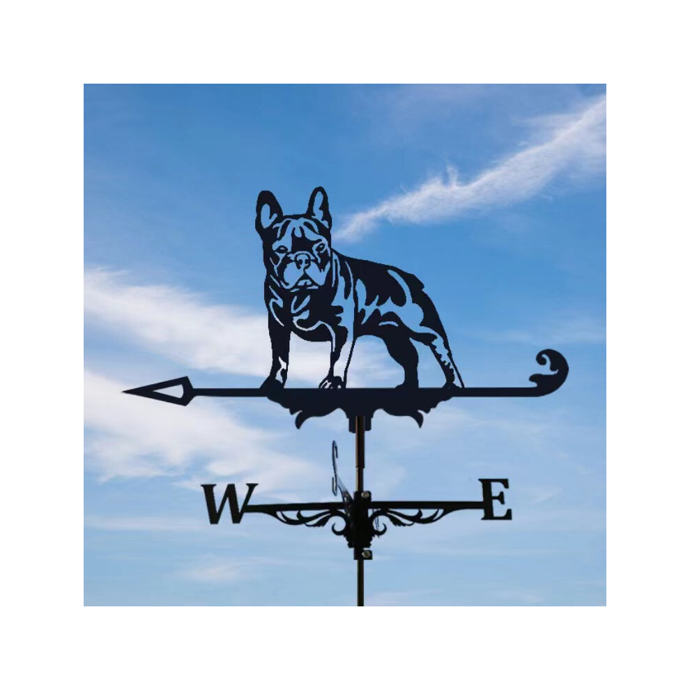 (Bulldog) Black Metal Weather Vane Wind Indicator Weathercock Garden Shed House Decoration