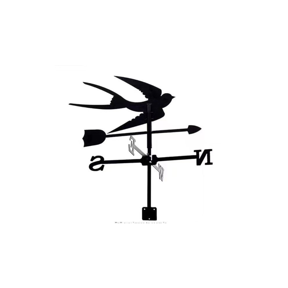 (Swallow weathervane) Black Metal Weather Vane Wind Indicator Weathercock Garden Shed House Decoration