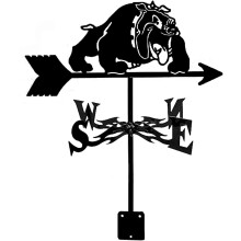 (Bulldog weather vane 2) Black Metal Weather Vane Wind Indicator Weathercock Garden Shed House Decoration