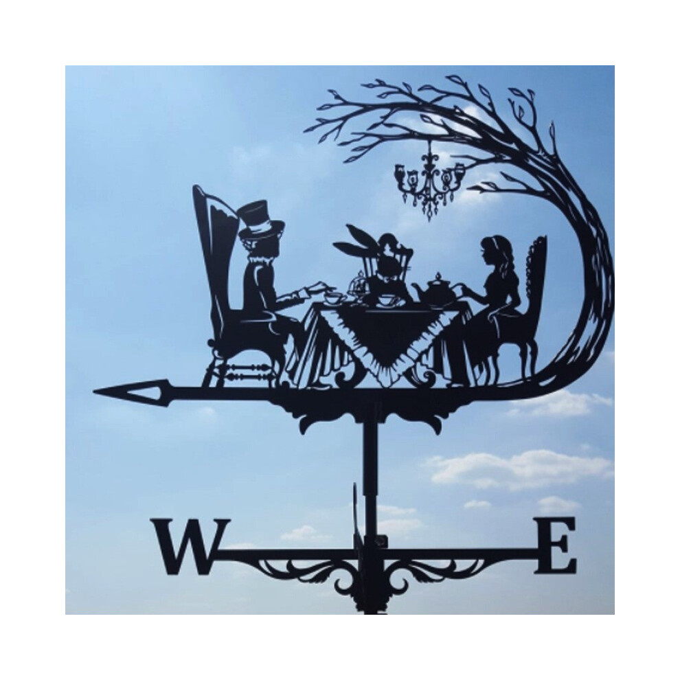 (Party weather vane) Black Metal Weather Vane Wind Indicator Weathercock Garden Shed House Decoration