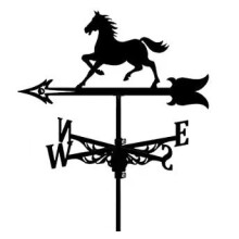(Running horse weathervane) Black Metal Weather Vane Wind Indicator Weathercock Garden Shed House Decoration