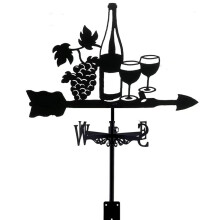 (Grape wine 2 weather vane) Black Metal Weather Vane Wind Indicator Weathercock Garden Shed House Decoration