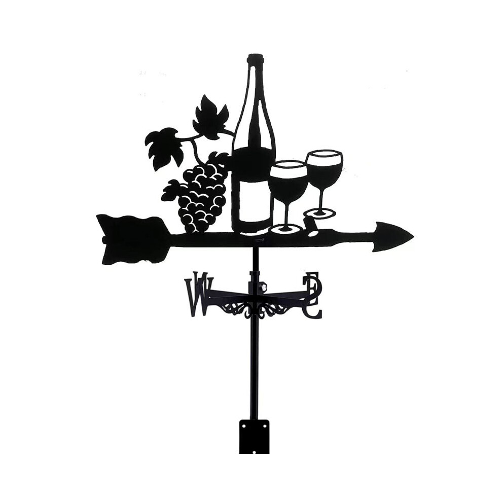 (Grape wine 2 weather vane) Black Metal Weather Vane Wind Indicator Weathercock Garden Shed House Decoration