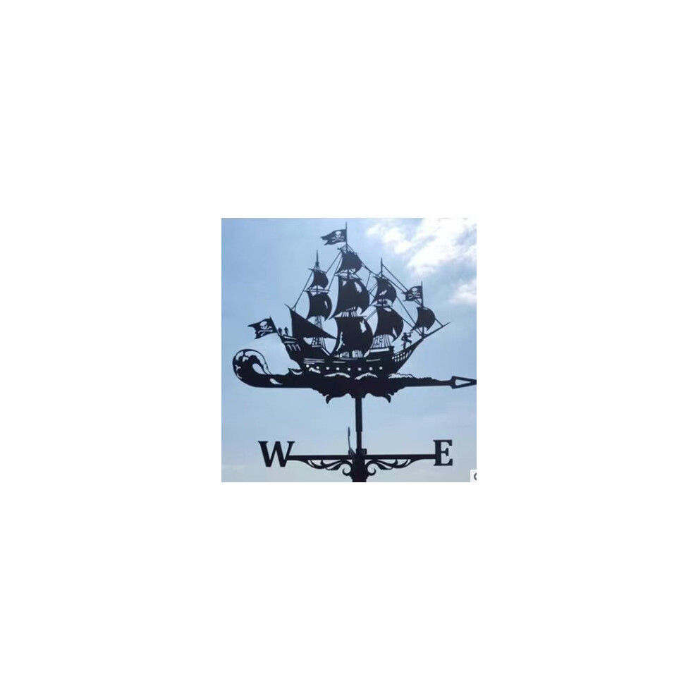 (Sailing ship 1 weathervane) Black Metal Weather Vane Wind Indicator Weathercock Garden Shed House Decoration