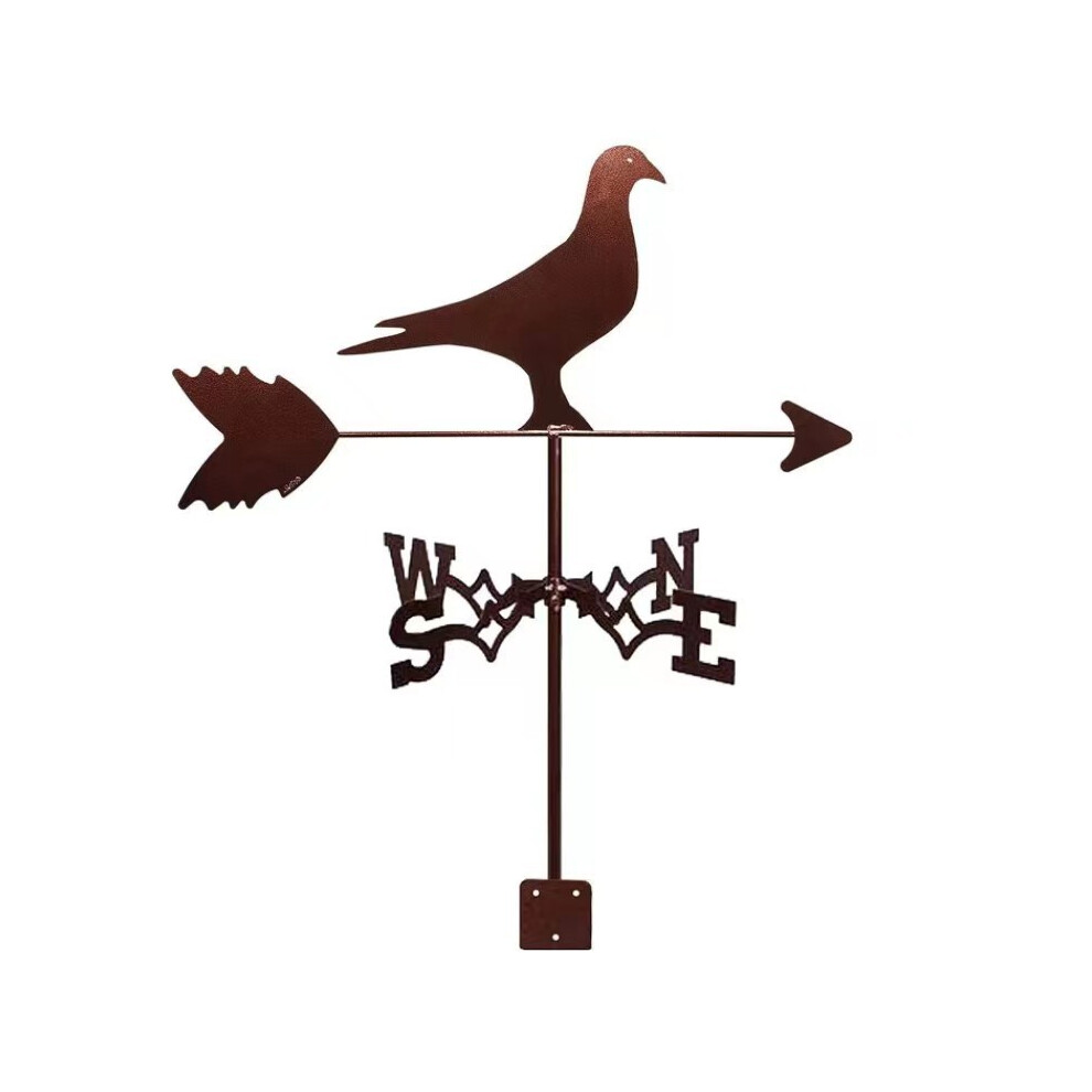 (Pigeon weathervane) Black Metal Weather Vane Wind Indicator Weathercock Garden Shed House Decoration