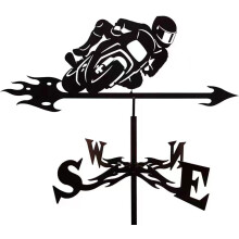 (Rider weather vane) Black Metal Weather Vane Wind Indicator Weathercock Garden Shed House Decoration