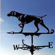 (Dog 2 weather vane) Black Metal Weather Vane Wind Indicator Weathercock Garden Shed House Decoration