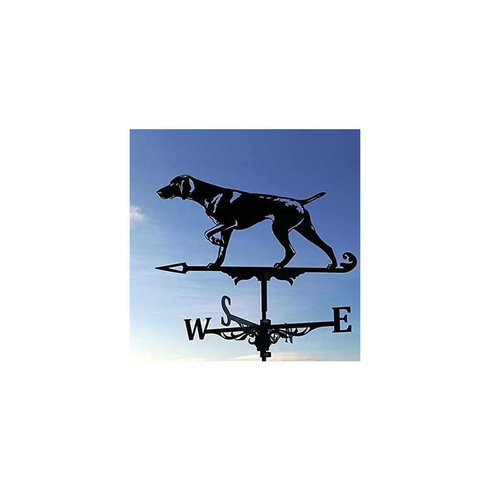 (Dog 2 weather vane) Black Metal Weather Vane Wind Indicator Weathercock Garden Shed House Decoration