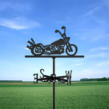 (Motorcycle weathervane) Black Metal Weather Vane Wind Indicator Weathercock Garden Shed House Decoration