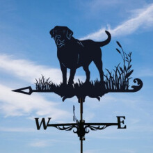 (Big black dog weathervane) Black Metal Weather Vane Wind Indicator Weathercock Garden Shed House Decoration