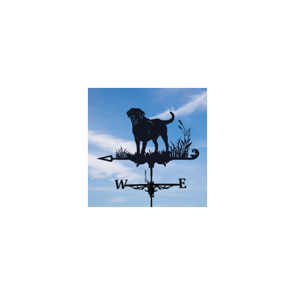 (Big black dog weathervane) Black Metal Weather Vane Wind Indicator Weathercock Garden Shed House Decoration