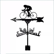 (Cycling weather vane) Black Metal Weather Vane Wind Indicator Weathercock Garden Shed House Decoration
