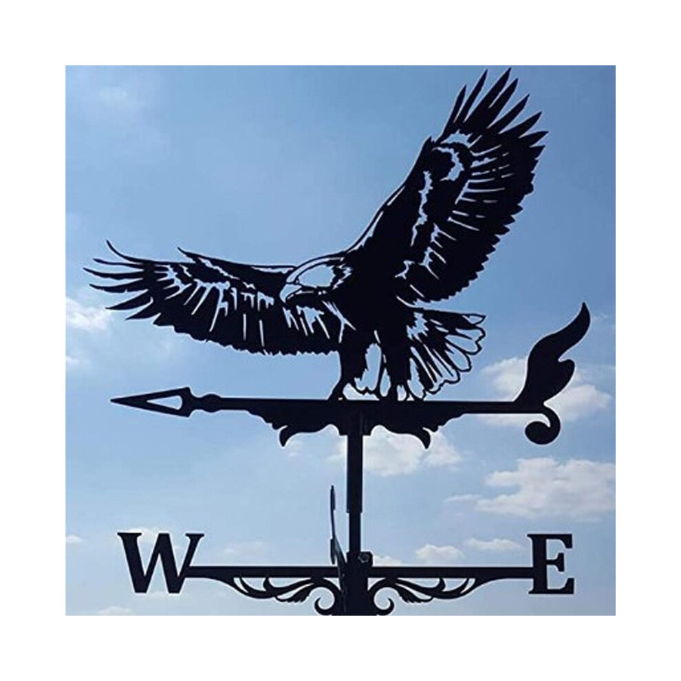 (Flying eagle) Black Metal Weather Vane Wind Indicator Weathercock Garden Shed House Decoration