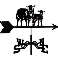 (Sheep and lamb weather vane) Black Metal Weather Vane Wind Indicator Weathercock Garden Shed House Decoration