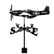 (Fighter) Black Metal Weather Vane Wind Indicator Weathercock Garden Shed House Decoration