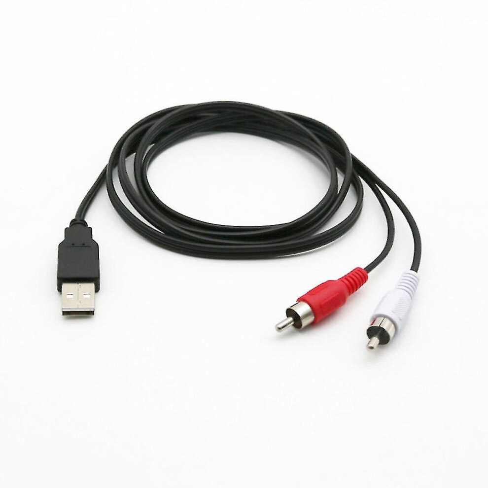 Usb A Male To 2X Rca Phono Male Av Cable Lead Pc Tv Aux Audio Video Adapter 9324781287230