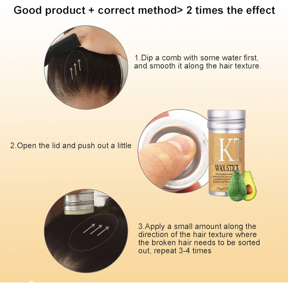 Hair Wax Stick, Hair Finishing Stick Edge Control Anti Frizz Non greasy Hair Pomade Stick Styling Products for Fly Away and Edge Frizz Hair 2.7 Oz