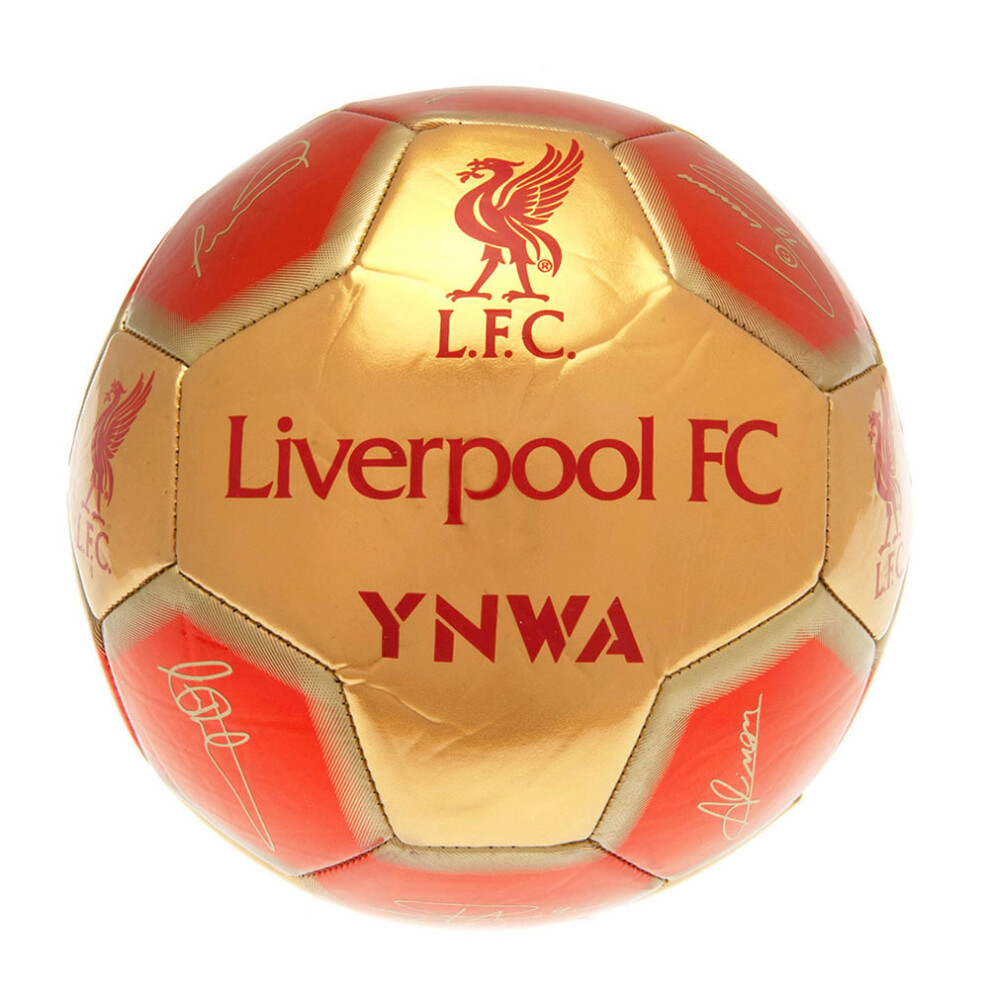 Liverpool Fc Ynwa Signature Football - Official Licensed, 26-Panel Crest With Printed Player Signatures (47Cm)