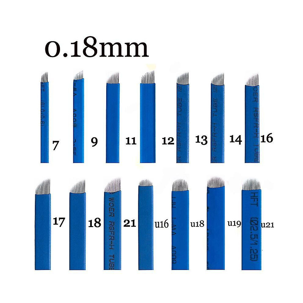 50pcs Microblading 0.18mm Tebori Blades Needles Tattoo Needles Permanent Makeup Needle 11 12 14 18 2 
