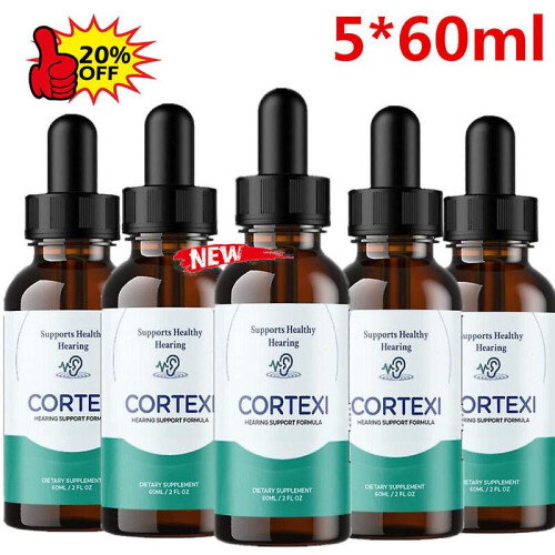 5 Pack - Cortexi Drops - For Ear Health, Hearing Support, Healthy Eardrum, 60ml