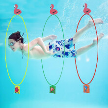 15pcs Pool Toys Games Set-5 Diving Through Swim Rings   5 Flamingo Buoys   5 Sand Bags For Kids 3,4,5,6,7,8,9,10,11,12 Adults-swimming Thru Pool Hoop